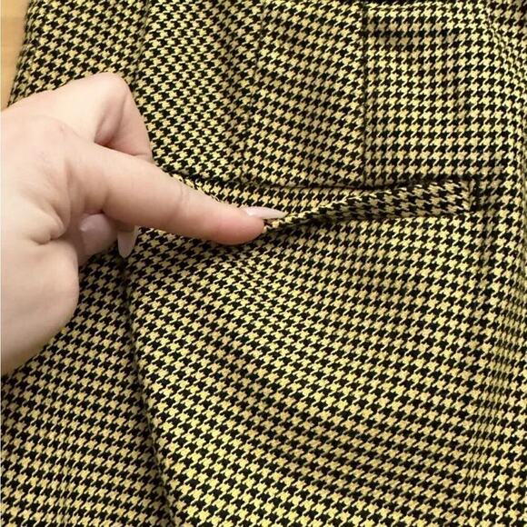 ZARA Pants Womens Large Yellow Black Checkered Trousers Ankle Pockets - Picture 8 of 8
